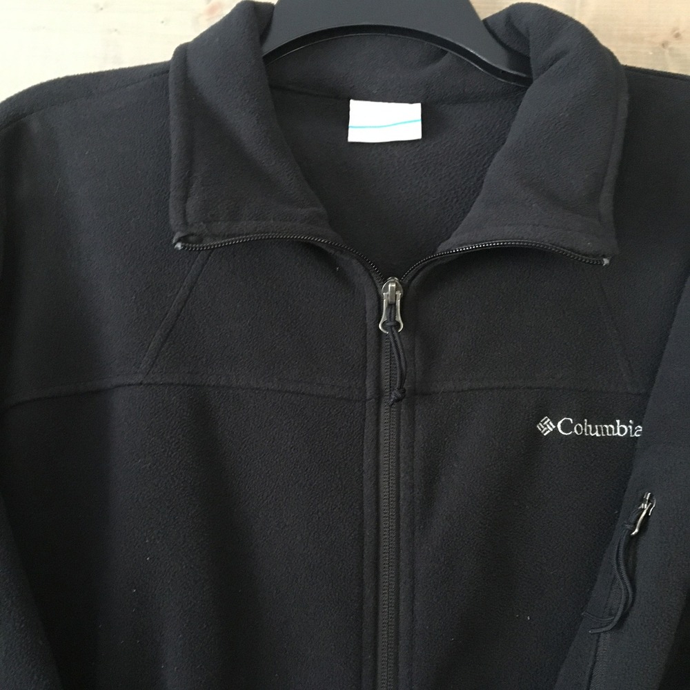 Columbia Men's Fleece Jacket Black Full Zip Size XL Fall Outdoor Zip Pockets - Picture 2 of 8